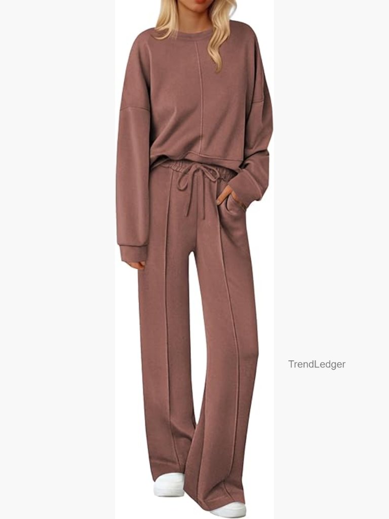 Cozy Long Sleeve Pajama Set With Pockets, Lounge Wear S-Xxl
